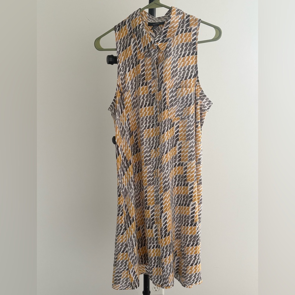 Alfani Geometric Print Shift Dress in Yellow and Gray
